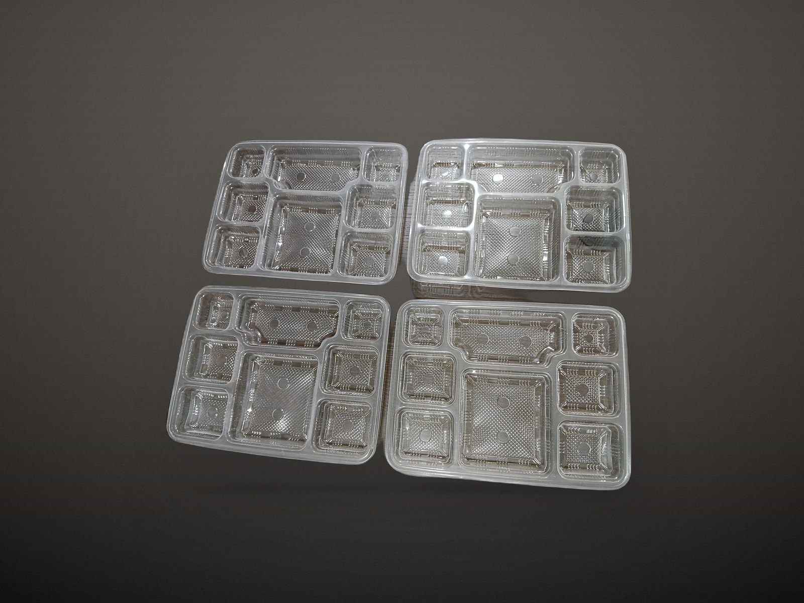 Clear multi-compartment meal trays