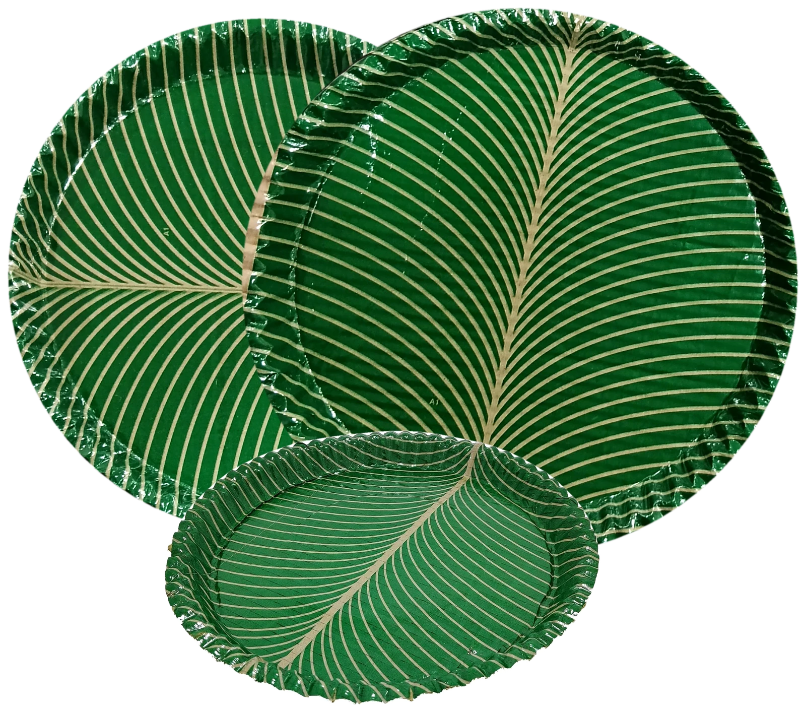 Green leaf-print buffet plates